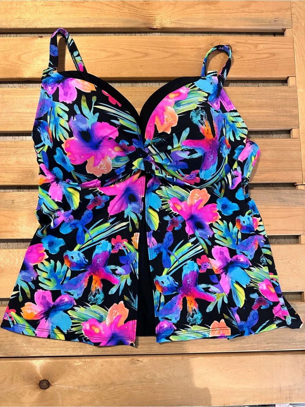 Swimsuits for all Faux Flyaway Underwire Tankini Top size 18 nwot